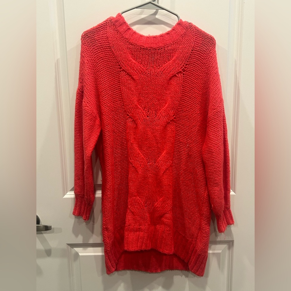 Aerie Vibrant Red Cable Knit Sweater